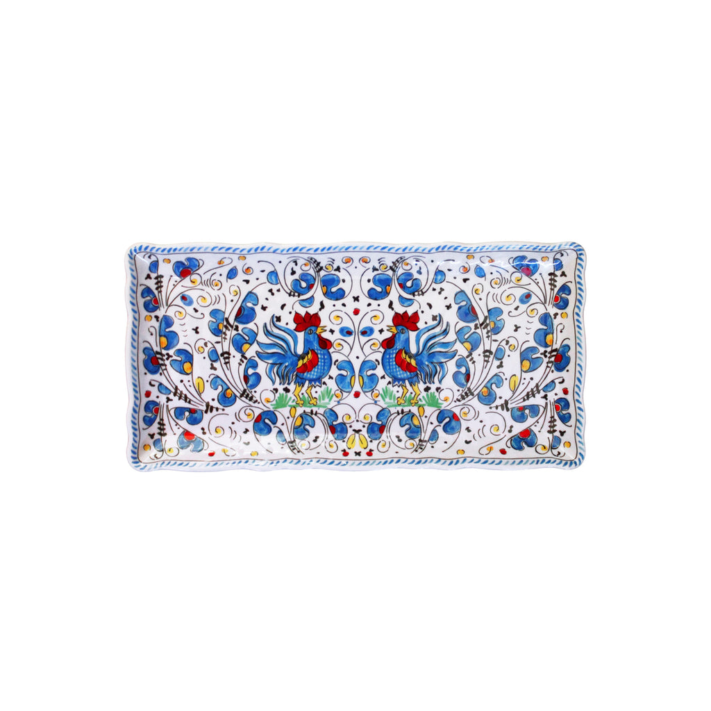 Rooster Blue Melamine Biscuit Serving Tray, 10 x 5 inches