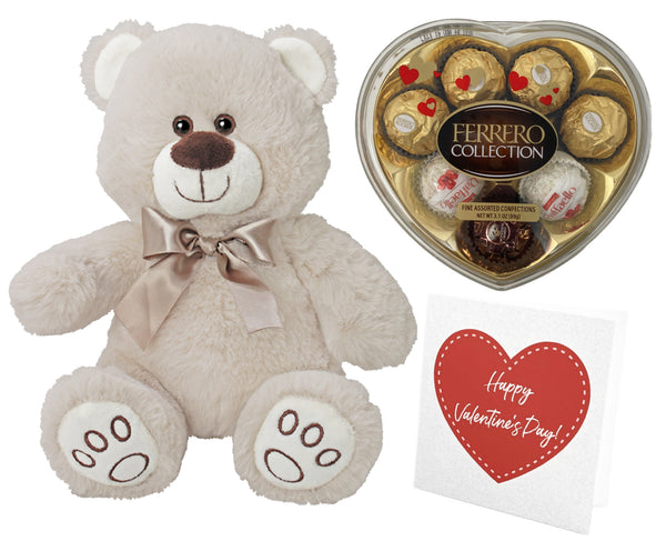 Valentines Day Gifts - Ferrero Rocher Chocolates with Teddy Bear & Card