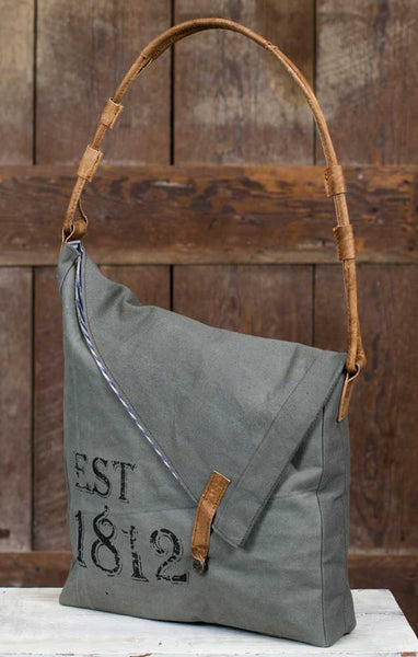 1812 Leather & Canvas Fold-Over Bag