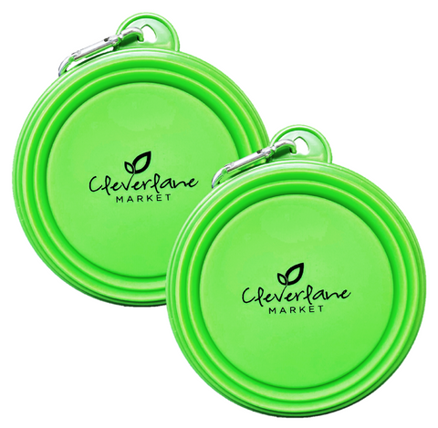 Cleverlane Market Collapsible Silicone Pet Bowl - Green - 2 Pack