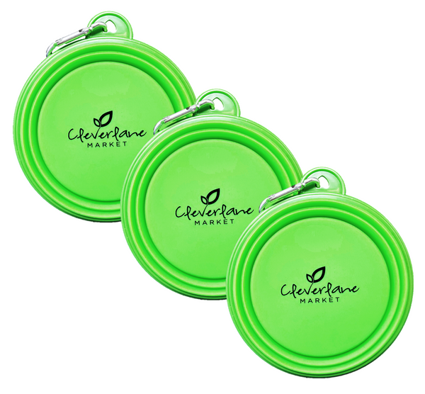 Cleverlane Market Collapsible Silicone Pet Bowl - Green - 3 Pack