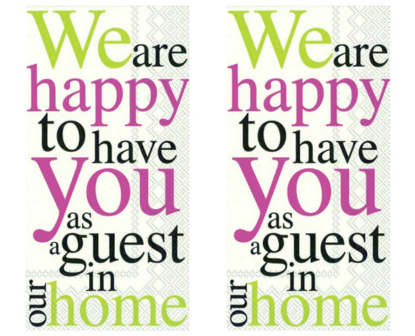 Happy to Have You Pink/Green 32 Count 3-Ply Paper Guest Towel Buffet Napkins