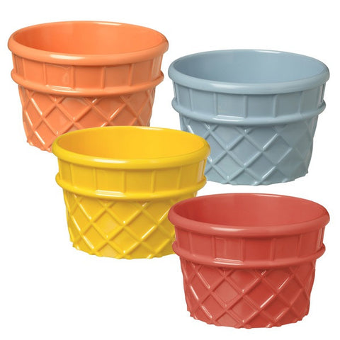 Melamine Waffle Cone Ice Cream Bowls, Set of 4