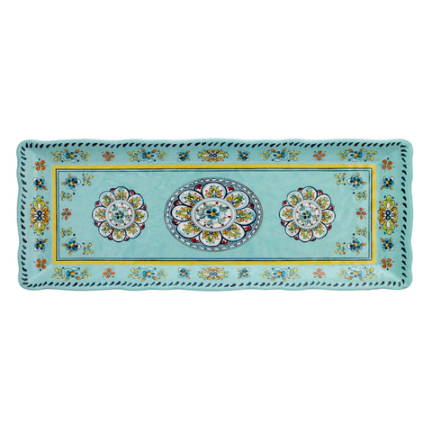 Madrid Turquoise Melamine Baguette Serving Tray, 15 x 6 inches