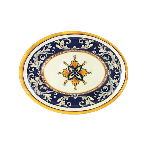 Malaga Blue Melamine Oval Serving Platter, 12 inch