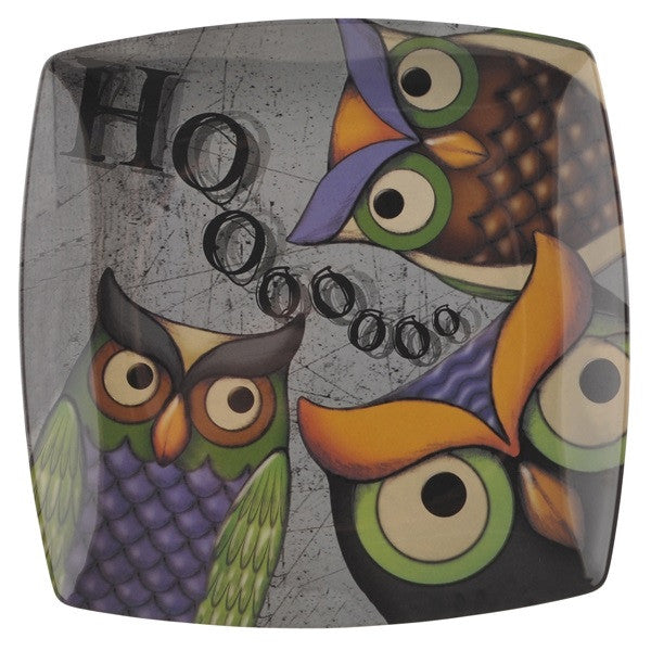 Midnight Owl Melamine Serving Plate and 40 Matching Napkins in Display Box