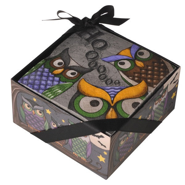 Midnight Owl Melamine Serving Plate and 40 Matching Napkins in Display Box