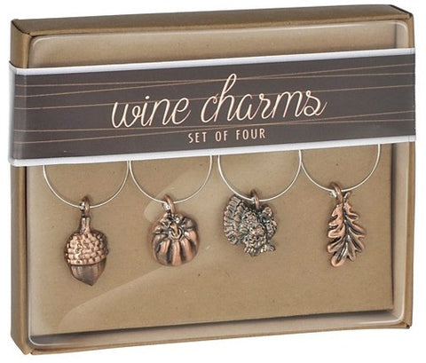 Fall Harvest Wine Glass Charms, Set of 4