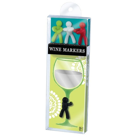 Man Shape Silicone Wine Glass Drink Markers, Set of 4
